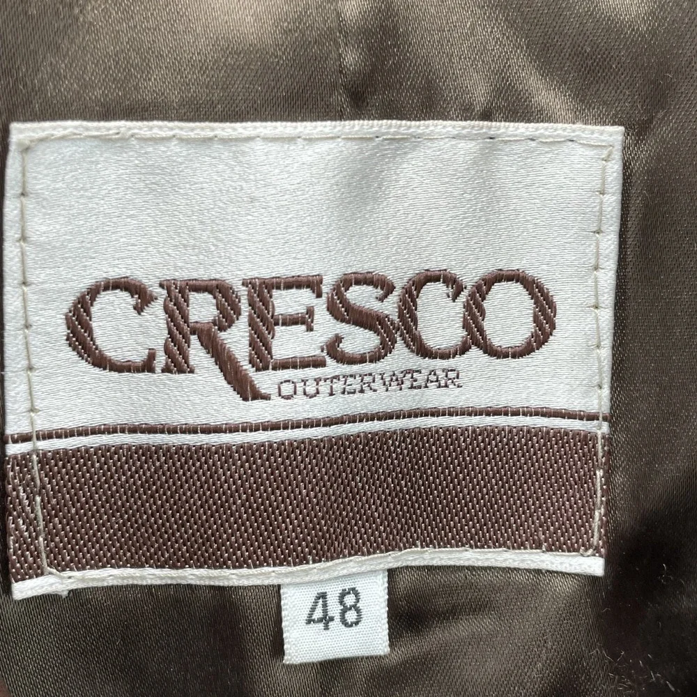 Vintage Cresco 100% Leather Coat Jacket Mens 48 Classic Streetwear Corpcore 70's